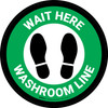 Wait Here: Washroom Line Green Circular - Floor Sign