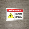 Danger: Arc Flash And Shock Hazard Ppe Required ANSI - Wall Sign
