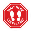 Stop - Wait Here - Coffee Line White Circle - Floor Sign Stop - Wait Here - Coffee Line White Circle - Floor Sign