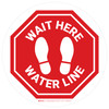 Stop - Wait Here - Water Line White Circle - Floor Sign Stop - Wait Here - Water Line White Circle - Floor Sign