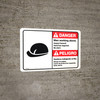 Danger: Men Working Above Impact Hazard Hard Hat Bilingual Spanish ANSI - Wall Sign