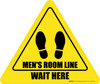 Wait Here: Men Room Line Yield - Floor Sign