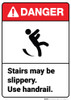 Danger: Stairs Slippery ANSI - Wall Sign Danger: Stairs Slippery ANSI - Wall Sign