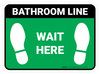 Wait Here: Bathroom Line Green Rectangle - Floor Sign Wait Here: Bathroom Line Green Rectangle - Floor Sign
