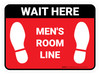 Wait Here: Men Room Line Red Rectangle - Floor Sign