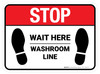 Stop Wait Here - Washroom Line Rectangle - Floor Sign