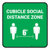 Cubicle Social Distance Zone Green Square - Floor Sign