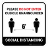 Social Distancing - Please Do Not Enter Cubicle Unannounced White Square - Floor Sign Social Distancing - Please Do Not Enter Cubicle Unannounced White Square - Floor Sign