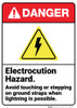 Danger: Electrocution Hazard Avoid Touching Ground Straps ANSI - Wall Sign