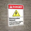 Danger: Electrocution Hazard Avoid Touching Ground Straps ANSI - Wall Sign