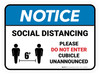 Notice: Social Distancing - Please Do Not Enter Cubicle Unannounced Rectangle - Floor Sign