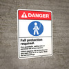 Danger: Fall Protection Required ANSI - Wall Sign Danger: Fall Protection Required ANSI - Wall Sign