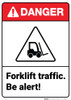 Danger: Forklift Traffic Be Alert ANSI - Wall Sign Danger: Forklift Traffic Be Alert ANSI - Wall Sign