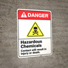 Danger: Hazardous Chemicals Avoid Contact ANSI - Wall Sign