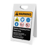 Warning: Battery Charging Area Keep Away with Icons Portrait ANSI - A-Frame Sign