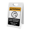 Warning: Check Equipment Before Operation with Graphic Portrait ANSI - A-Frame Sign