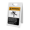 Warning: Exposed Belt Chain and Moving Parts Can Cause Severe Injury with Graphic Portrait ANSI - A-Frame Sign