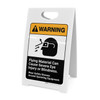 Warning: Flying Material Can Cause Eye Injury with Graphic Portrait ANSI - A-Frame Sign