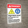 Danger: High Noise Area Wear Hearing Protection ANSI - Wall Sign Danger: High Noise Area Wear Hearing Protection ANSI - Wall Sign