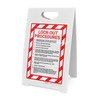 Lock Out Procedures with Hazard Border Portrait - A-Frame Sign
