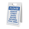 Please: Remove Street Shoes Before Entering Pool Area Portrait - A-Frame Sign Please: Remove Street Shoes Before Entering Pool Area Portrait - A-Frame Sign
