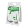 Emergency Shower/Eyewash Station: Shower Eye Wash Keep Clear Shower and Eye Wash Station Icon Portrait - A-Frame Sign Emergency Shower/Eyewash Station: Shower Eye Wash Keep Clear Shower and Eye Wash Station Icon Portrait - A-Frame Sign