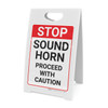 Stop: Sound Horn Proceed With Caution Portrait - A-Frame Sign