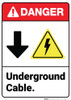 Danger: Underground Cable Down Arrow Electric Shock Symbol ANSI - Wall Sign Danger: Underground Cable Down Arrow Electric Shock Symbol ANSI - Wall Sign