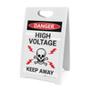 Danger: High Voltage Skull and Lightning Portrait - A-Frame Sign