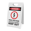 Danger: High Voltage Unauthorized Personnel Keep Out With Icon Portrait - A-Frame Sign