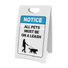 Notice: All Pets Must Be On Leash Dog Walker Icon Portrait - A-Frame Sign
