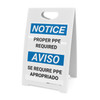 Notice: Proper PPE Required Bilingual Spanish Portrait - A-Frame Sign Notice: Proper PPE Required Bilingual Spanish Portrait - A-Frame Sign