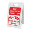 Fire Department Connection Tow Away Zone with Icon Portrait - A-Frame Sign Fire Department Connection Tow Away Zone with Icon Portrait - A-Frame Sign