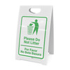 Please Do Not Litter Bilingual Spanish with Large Icon Portrait - A-Frame Sign