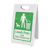 Leash Pets And Obey Scoop Law with Icon Portrait - A-Frame Sign