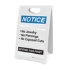 Notice: No Jewelry, Piercings, or Exposed Cuts Beyond This Point Bold - Portrait A-Frame Sign Notice: No Jewelry, Piercings, or Exposed Cuts Beyond This Point Bold - Portrait A-Frame Sign
