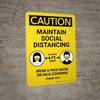 Caution: Maintain Social Distancing Portrait - Wall Sign