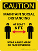 Caution: Social Distancing Wear Face Mask Portrait - Wall Sign Caution: Social Distancing Wear Face Mask Portrait - Wall Sign