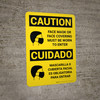 Caution: Face Mask Covering Bilingual Spanish Portrait - Wall Sign