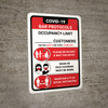 Covid-19 Bar Occupancy Customers Red Portrait - Wall Sign Covid-19 Bar Occupancy Customers Red Portrait - Wall Sign