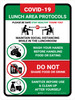Covid-19 Lunch Area Protocols Green Portrait - Wall Sign
