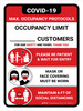 Covid-19 Max. Occupancy Limit Red Portrait - Wall Sign
