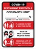 Covid-19 Restaurant Occupancy Red Portrait - Wall Sign Covid-19 Restaurant Occupancy Red Portrait - Wall Sign
