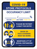 Covid-19 Store Occupancy Blue Portrait - Wall Sign
