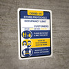 Covid-19 Store Occupancy Customers Blue Portrait - Wall Sign