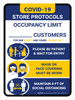 Covid-19 Store Occupancy Customers Blue Portrait - Wall Sign
