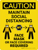 Caution: Maintain Social Distancing - Face Mask Required with Icons Portrait - Wall Sign Caution: Maintain Social Distancing - Face Mask Required with Icons Portrait - Wall Sign