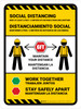 Work-Site Covid-19 Safety Precautions with Icons Bilingual Spanish Portrait - Wall Sign