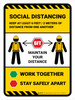 Work-Site Social Distancing Safety Precautions with Icons Portrait - Wall Sign Work-Site Social Distancing Safety Precautions with Icons Portrait - Wall Sign