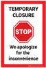 Stop: Temporary Closures We Aplologize For The Inconveniece - Label